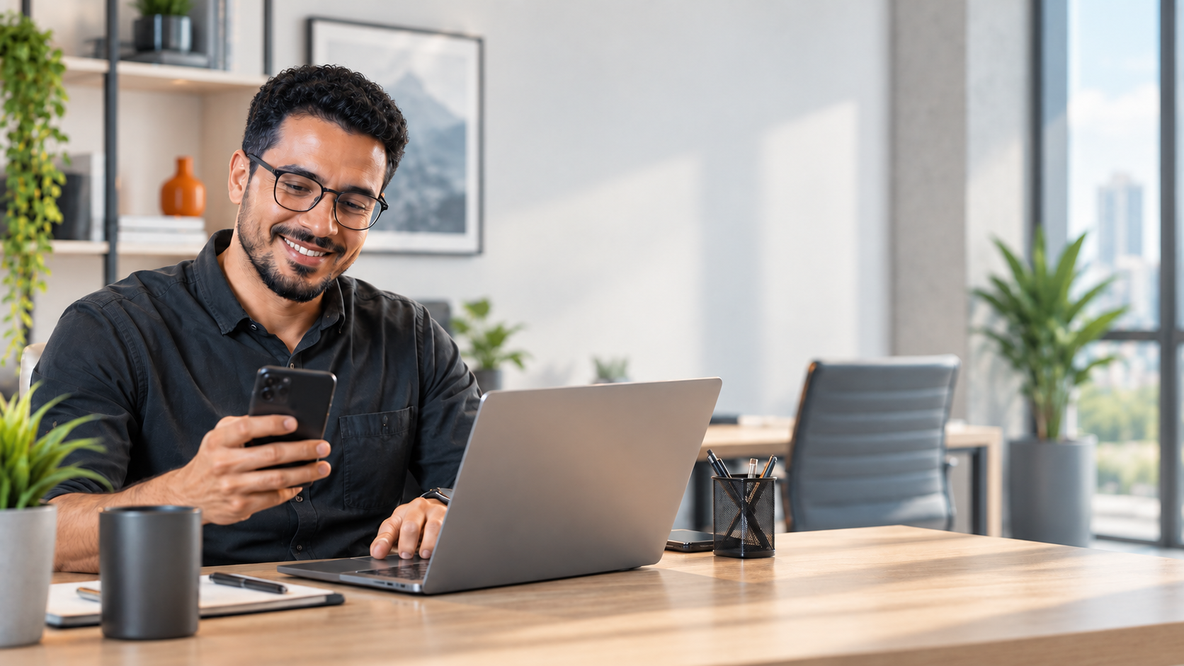 Empreendedor usando os serviços Zamix